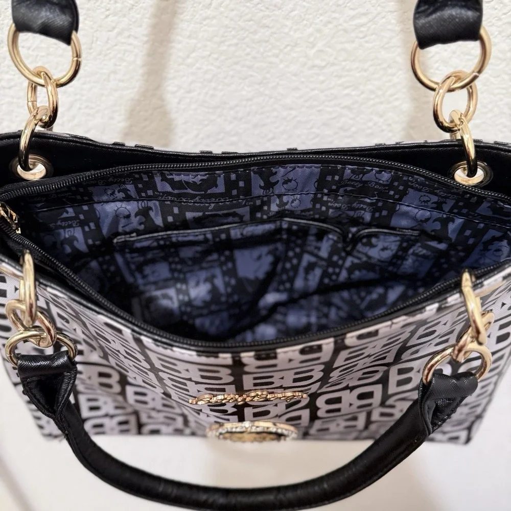 Vintage Y2K Betty Boop Embezzled Rhinestones Grunge Punk Black Monogram Purse